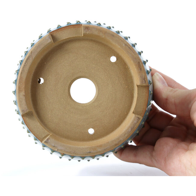 Vaso per bonsai rotondo blu di Bigei - 115 x 115 x 75 mm