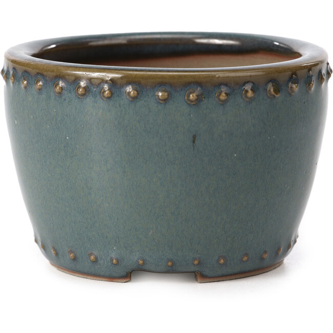 Ronde blauwe bonsaipot van Bigei - 95 x 95 x 62 mm