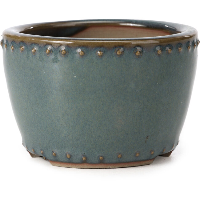 Runde blaue Bonsaischale von Bigei - 95 x 95 x 62 mm