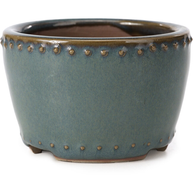 Runde blaue Bonsaischale von Bigei - 95 x 95 x 62 mm