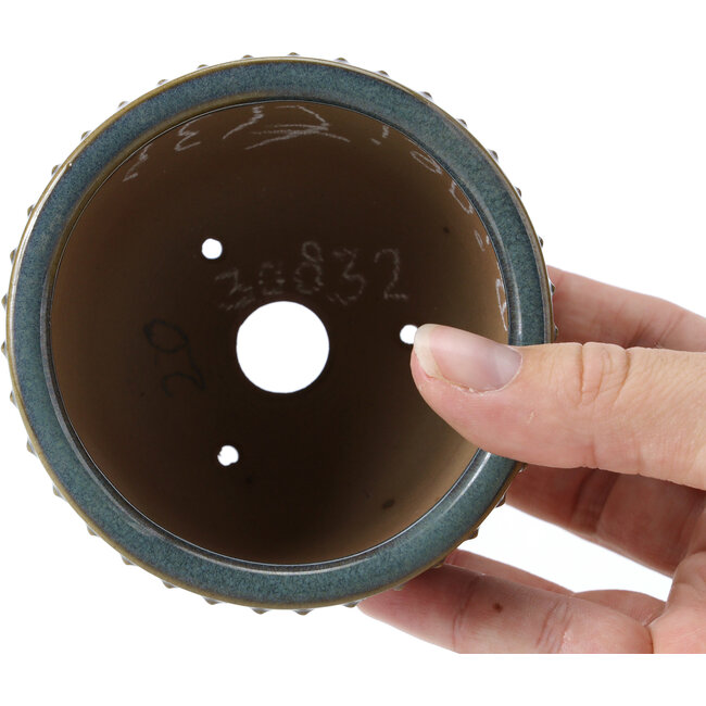 Ronde blauwe bonsaipot van Bigei - 95 x 95 x 62 mm