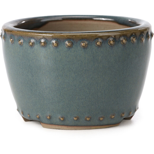 Runde blaue Bonsaischale von Bigei - 95 x 95 x 62 mm