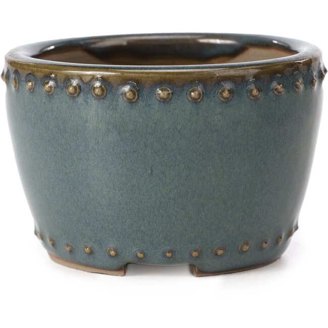 Ronde blauwe bonsaipot van Bigei - 95 x 95 x 62 mm