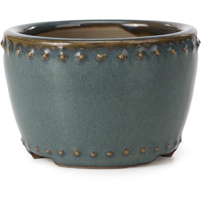 Runde blaue Bonsaischale von Bigei - 95 x 95 x 62 mm