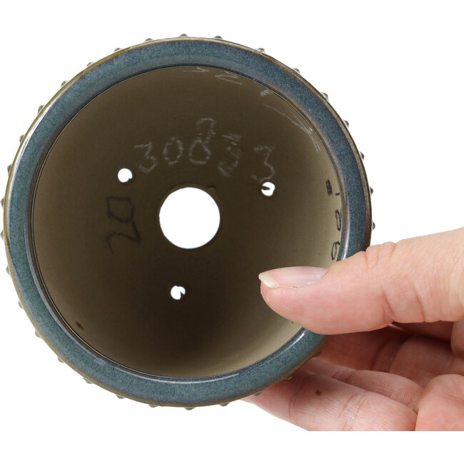 Ronde blauwe bonsaipot van Bigei - 95 x 95 x 62 mm