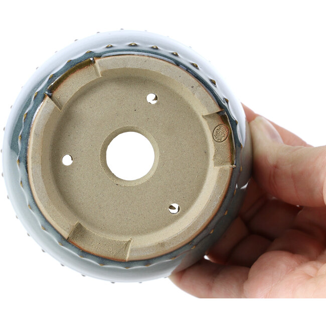 Vaso per bonsai rotondo blu di Bigei - 95 x 95 x 62 mm