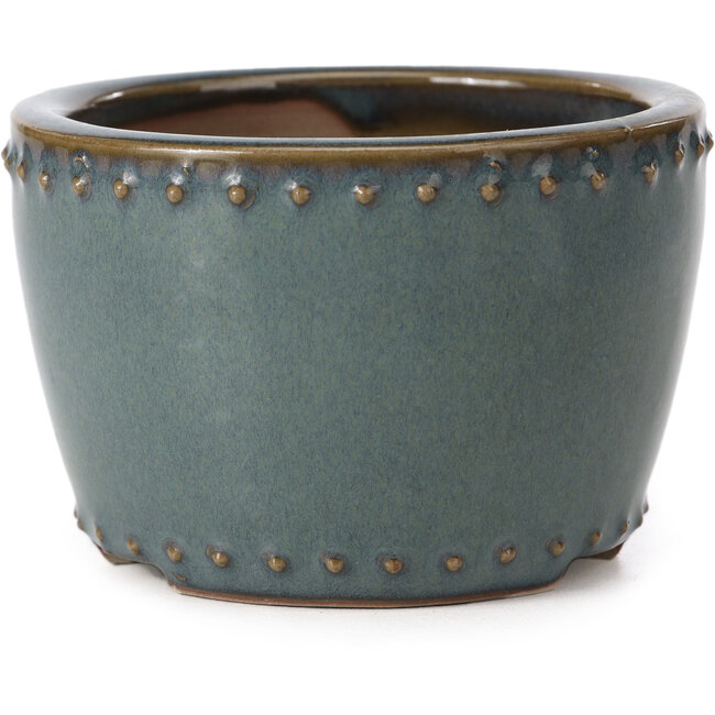 Round blue bonsai pot by Bigei - 95 x 95 x 62 mm