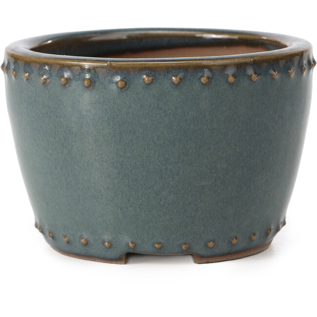 Runde blaue Bonsaischale von Bigei - 95 x 95 x 62 mm