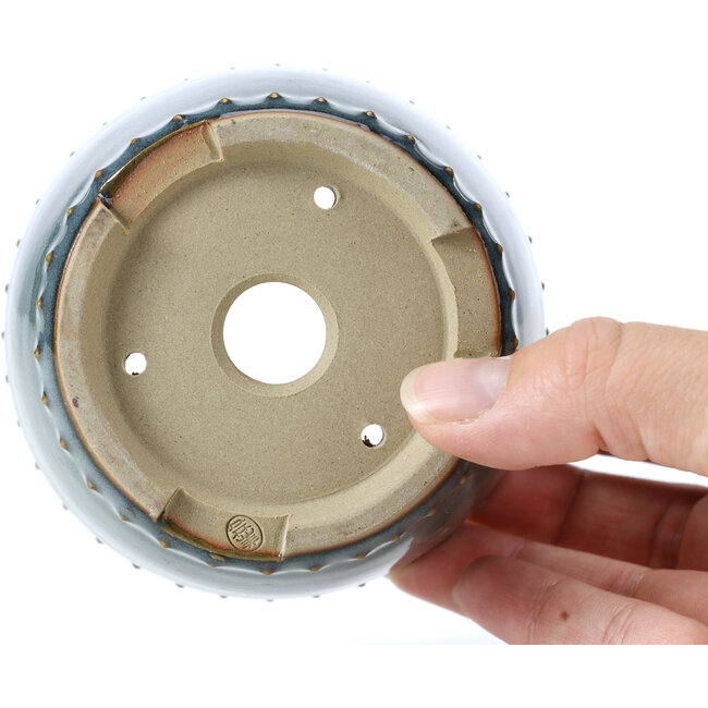 Ronde blauwe bonsaipot van Bigei - 95 x 95 x 62 mm