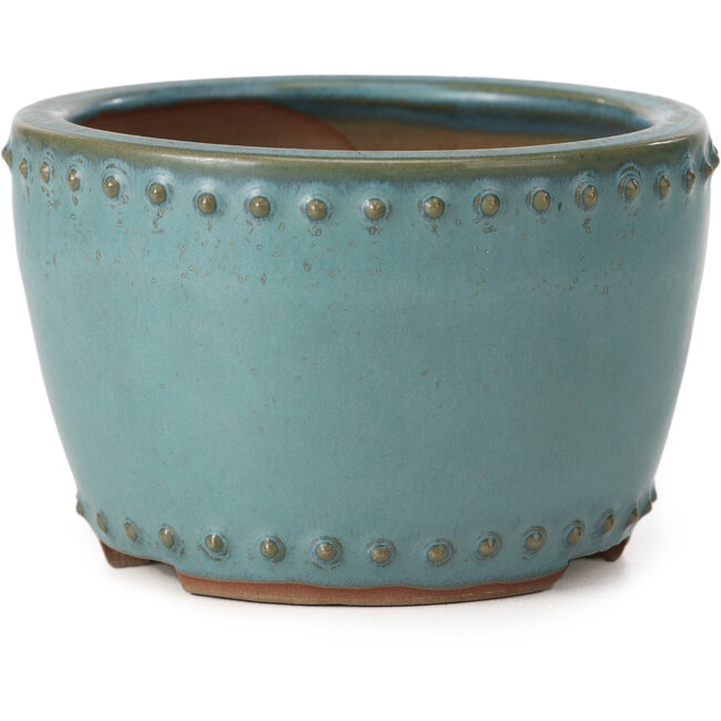 Ronde turquoise bonsaipot van Bigei - 95 x 95 x 62 mm