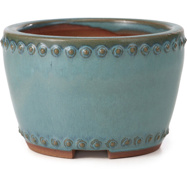 Round turquoise bonsai pot by Bigei - 95 x 95 x 62 mm