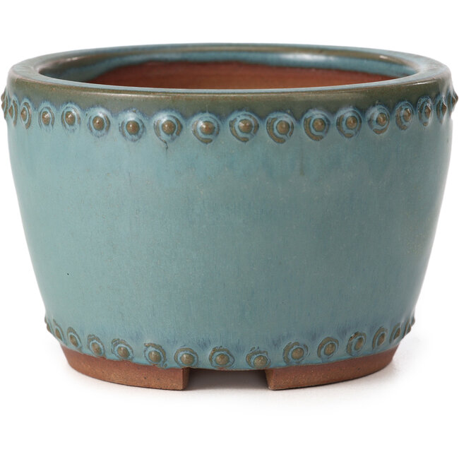 Pot à bonsaï rond turquoise par Bigei - 95 x 95 x 62 mm