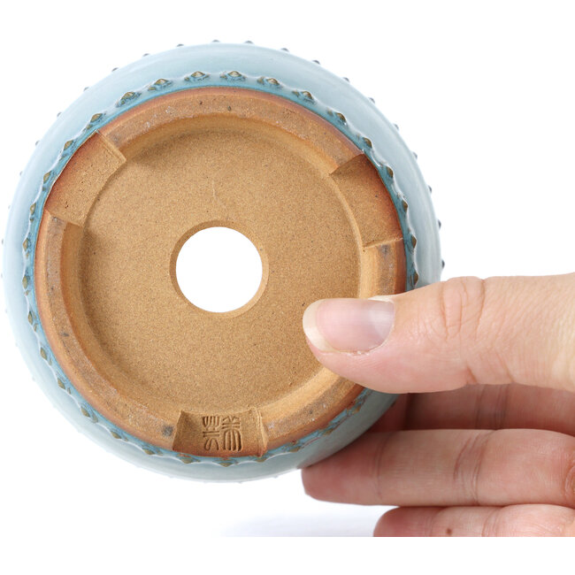 Pot à bonsaï rond turquoise par Bigei - 95 x 95 x 62 mm