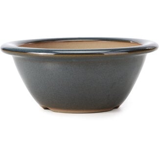 Bigei - Hirata Atsumi 154 mm round blue bonsai pot by Bigei, Tokoname, Japan