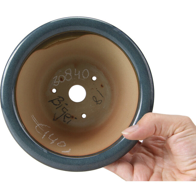 Pot à bonsaï rond bleu par Bigei - 154 x 154 x 62 mm