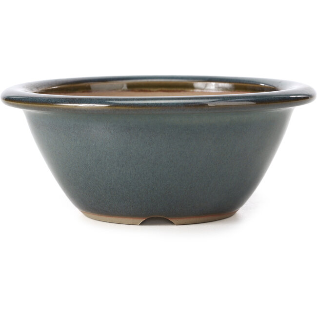 Round blue bonsai pot by Bigei - 154 x 154 x 62 mm