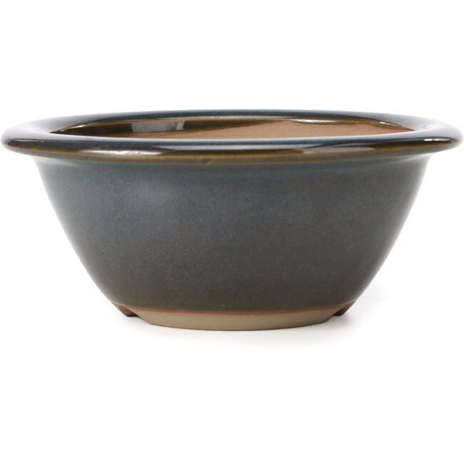 Round blue bonsai pot by Bigei - 154 x 154 x 62 mm