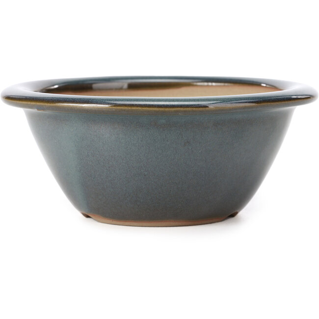 Round blue bonsai pot by Bigei - 154 x 154 x 62 mm