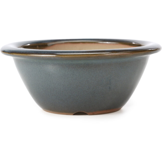 Round blue bonsai pot by Bigei - 154 x 154 x 62 mm