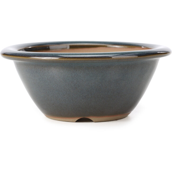 Round blue bonsai pot by Bigei - 154 x 154 x 62 mm