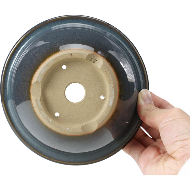 Runde blaue Bonsaischale von Bigei - 154 x 154 x 62 mm