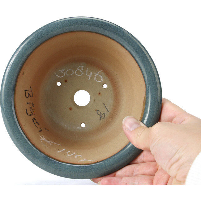 Pot à bonsaï rond bleu par Bigei - 154 x 154 x 62 mm