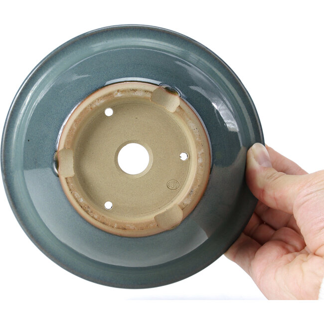 Runde blaue Bonsaischale von Bigei - 154 x 154 x 62 mm