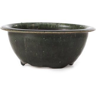 Bigei - Hirata Atsumi 150 mm round green bonsai pot by Bigei, Tokoname, Japan