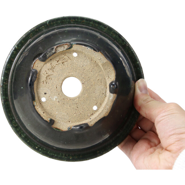Round green bonsai pot by Bigei - 150 x 150 x 61 mm