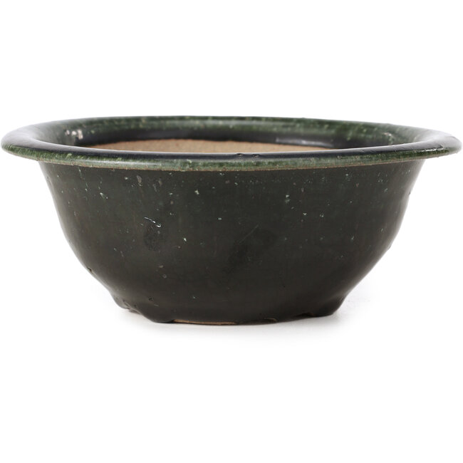 Round green bonsai pot by Bigei - 166 x 166 x 67 mm