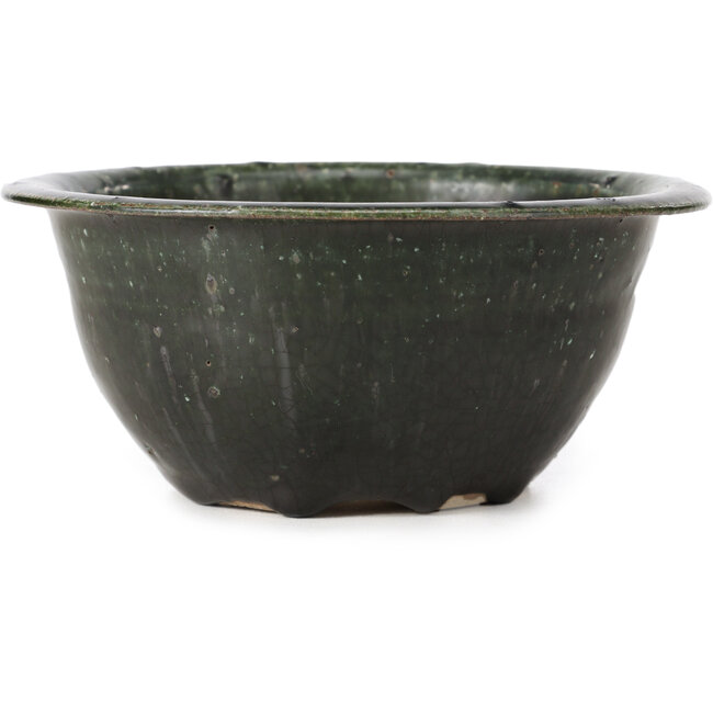 Round green bonsai pot by Bigei - 159 x 159 x 70 mm