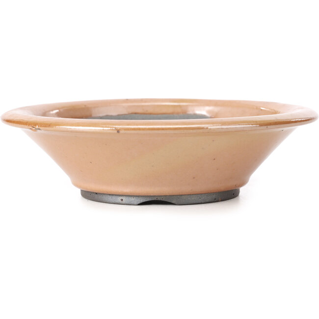 Pot à bonsaï rond rose saumon par Bigei - 160 x 160 x 40 mm
