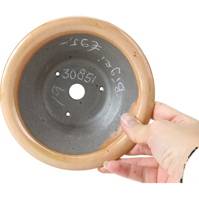 Maceta de bonsái rosa salmón redonda de Bigei - 160 x 160 x 40 mm