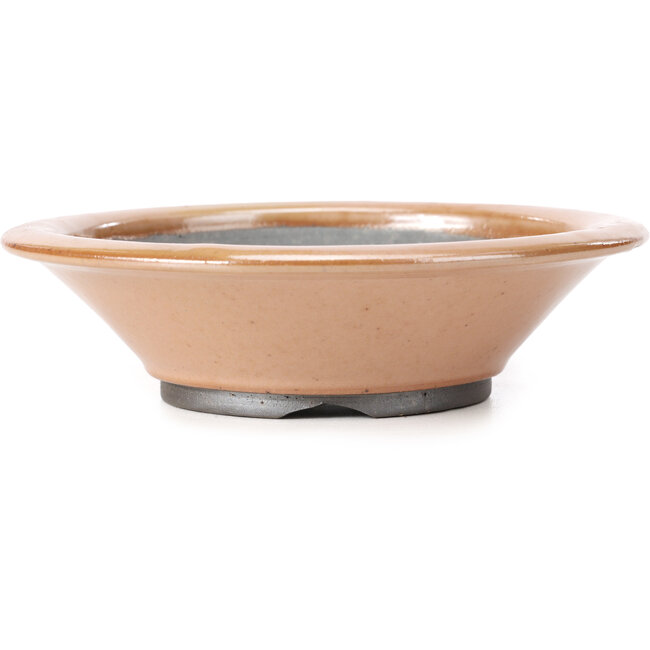 Round salmon pink bonsai pot by Bigei - 160 x 160 x 40 mm