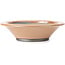 Round salmon pink bonsai pot by Bigei - 160 x 160 x 40 mm