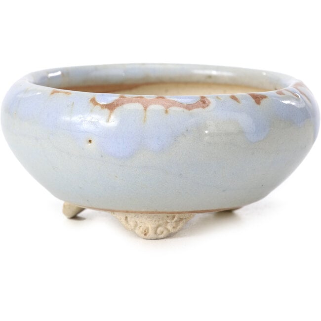 Round blue bonsai pot by Bigei - 87 x 87 x 39 mm