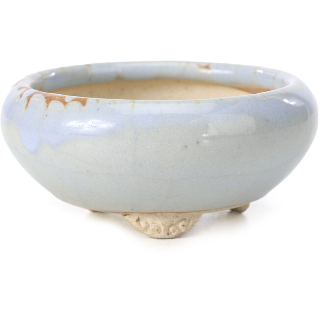 Ronde blauwe bonsaipot van Bigei - 87 x 87 x 39 mm