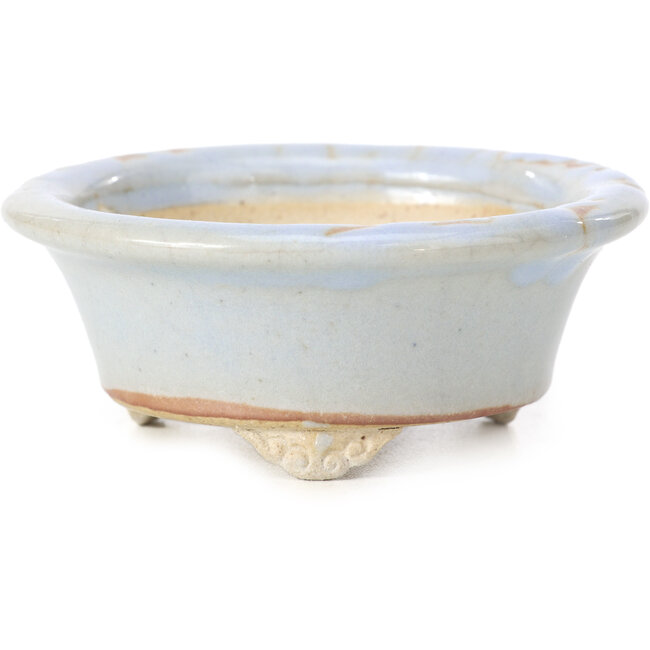 Round blue bonsai pot by Bigei - 88 x 88 x 35 mm