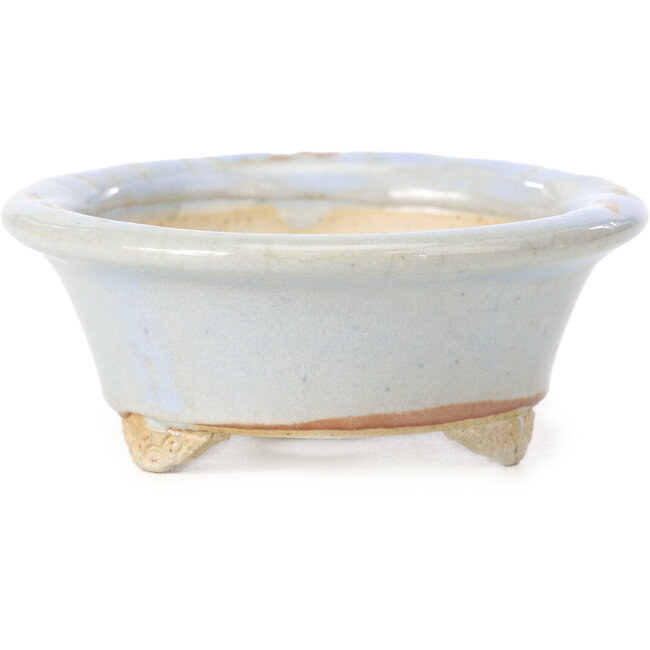 Runde blaue Bonsaischale von Bigei - 88 x 88 x 35 mm