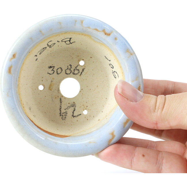 Runde blaue Bonsaischale von Bigei - 88 x 88 x 35 mm