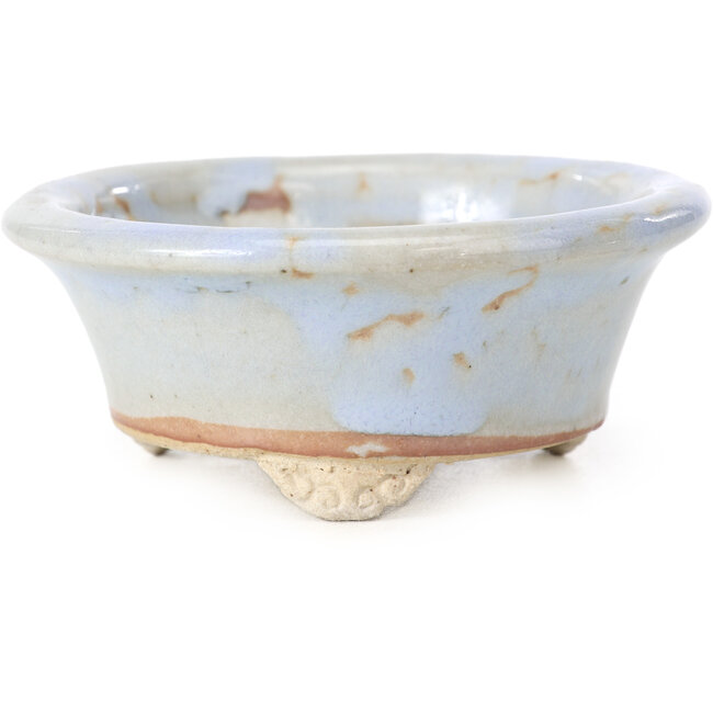 Round blue bonsai pot by Bigei - 86 x 86 x 37 mm