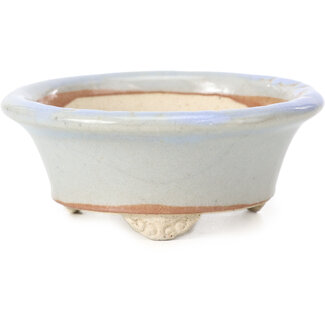 Bigei - Hirata Atsumi 88 mm runde blaue Bonsaischale von Bigei, Tokoname, Japan