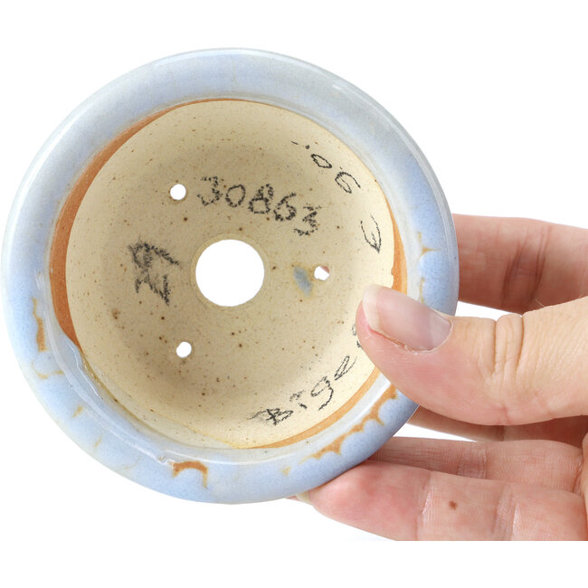 Runde blaue Bonsaischale von Bigei - 88 x 88 x 37 mm