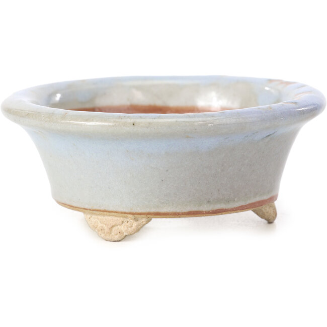 Runde blaue Bonsaischale von Bigei - 88 x 88 x 37 mm