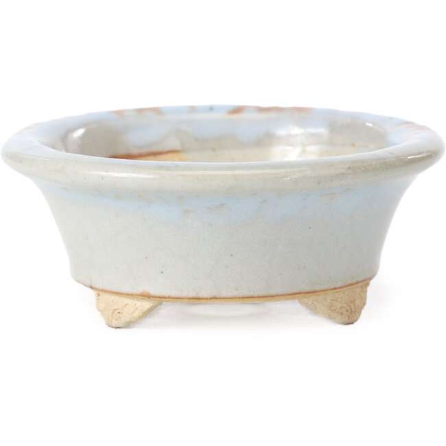 Runde blaue Bonsaischale von Bigei - 88 x 88 x 37 mm