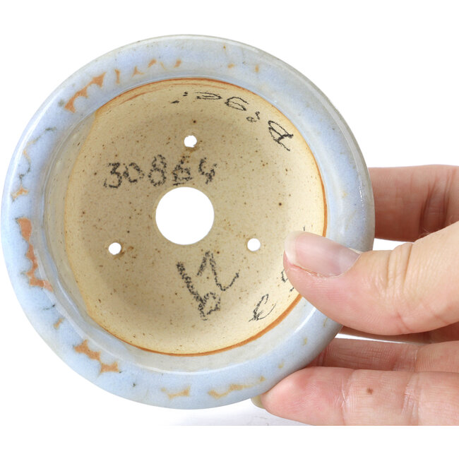 Ronde blauwe bonsaipot van Bigei - 88 x 88 x 37 mm