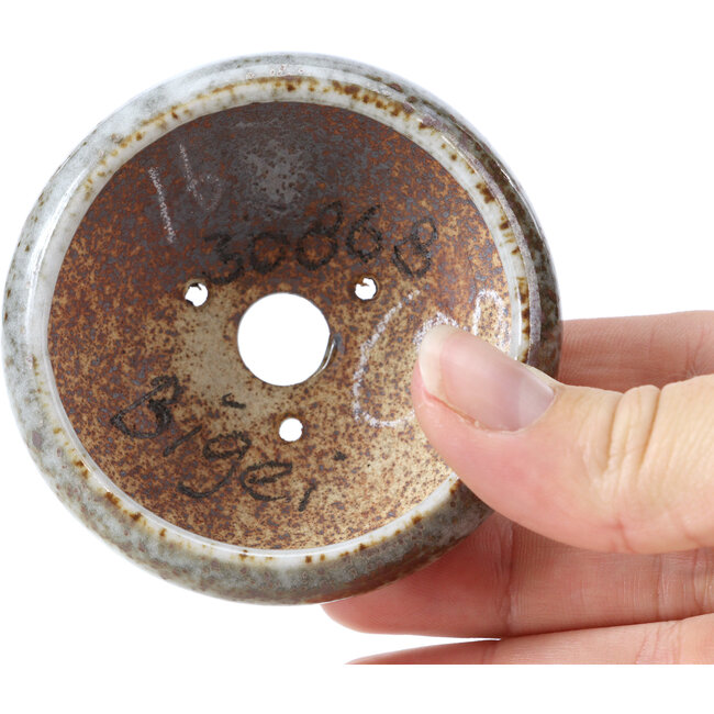 Pot à bonsaï rond gris clair par Bigei - 73 x 73 x 30 mm