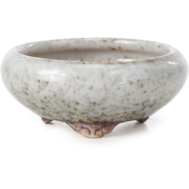 Round light grey bonsai pot by Bigei - 73 x 73 x 30 mm