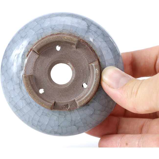 Ronde blauwe bonsaipot van Bigei - 79 x 79 x 33 mm