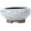 Round white craquelé bonsai pot by Bigei - 90 x 90 x 40 mm